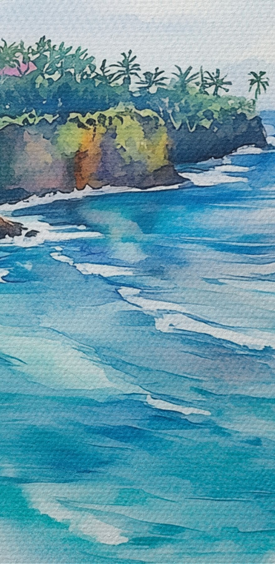 Aquarelle d'une plage et de l'océan Aquarelle d'une plage et de l'océan