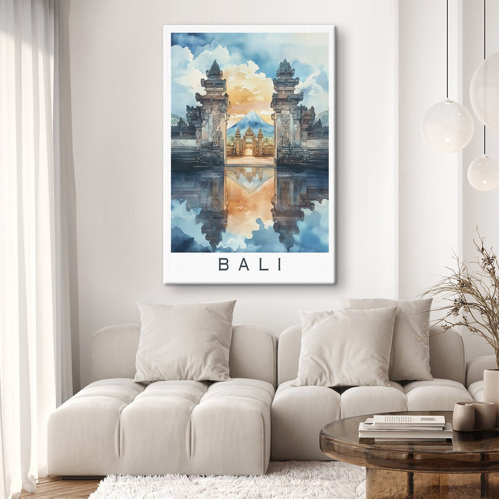 Watercolor painting of a temple with a mountain in the background Watercolor painting of a temple with a mountain in the background