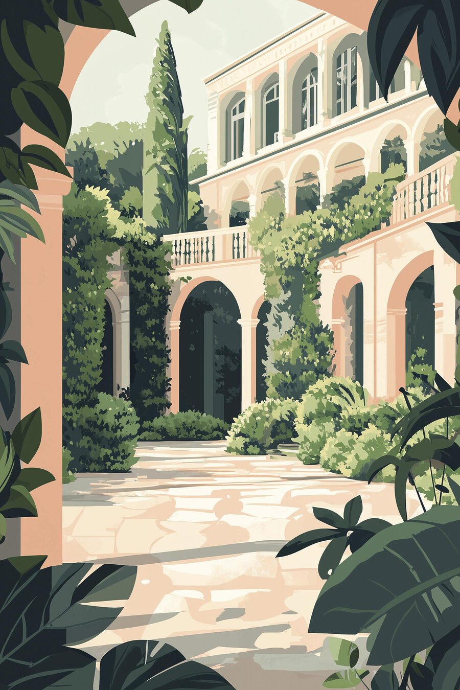Bâtiment avec balcon et plantes Bâtiment avec balcon et plantes