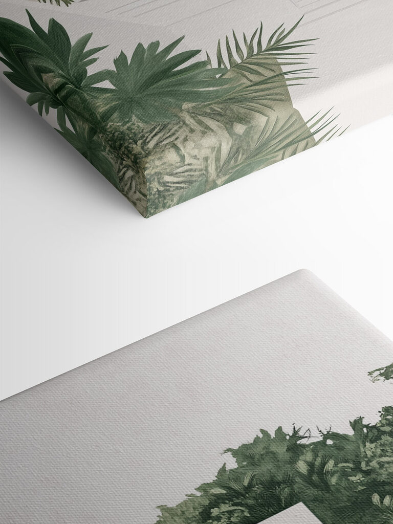 White and pink house with trees