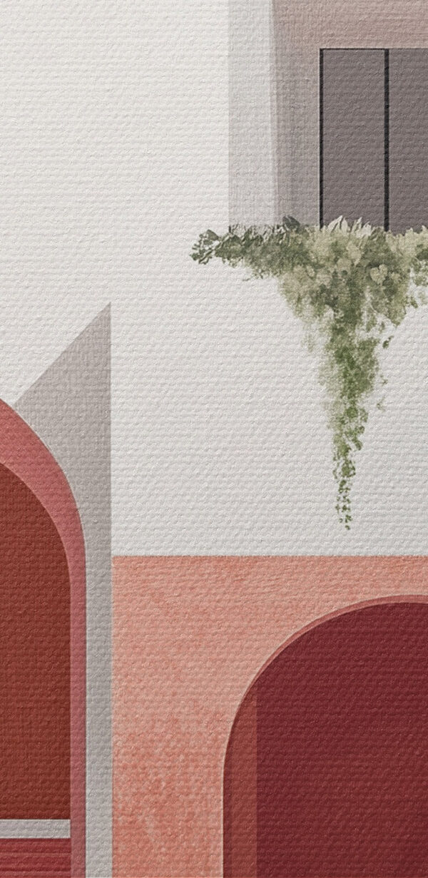 Maison blanche et rose avec arbres Maison blanche et rose avec arbres