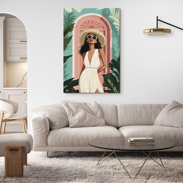 Femme portant une robe blanche et un chapeau Femme portant une robe blanche et un chapeau
