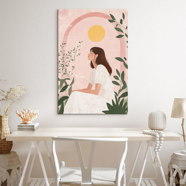 Femme assise en robe blanche Femme assise en robe blanche