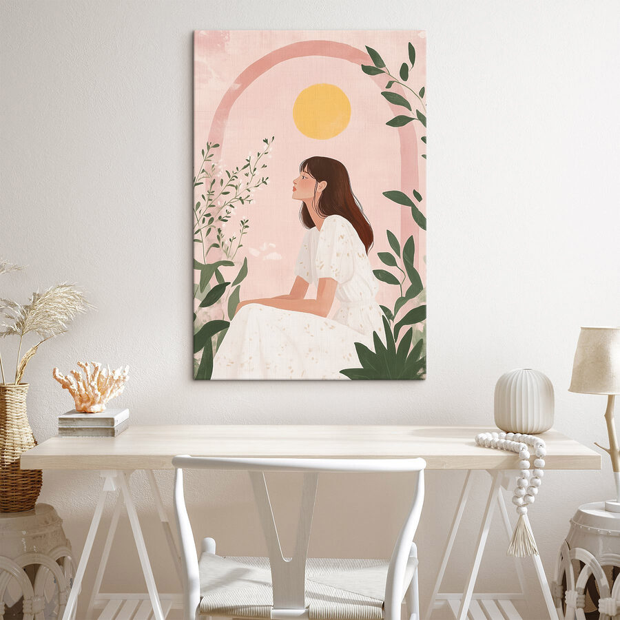 Femme assise en robe blanche Femme assise en robe blanche