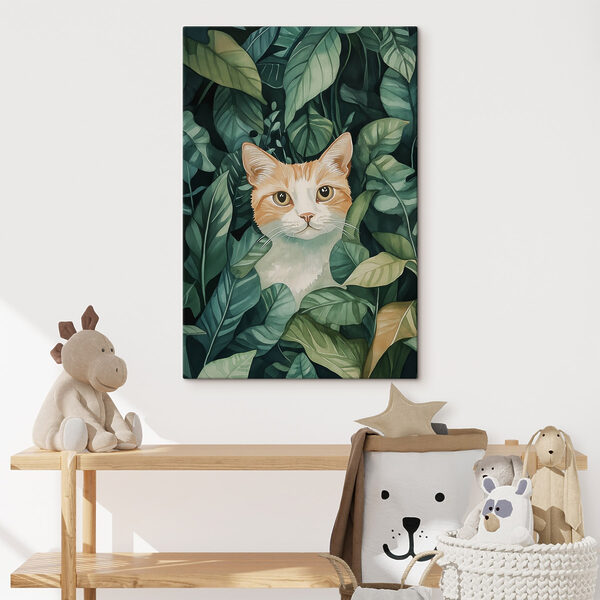 Chat dans les feuilles Chat dans les feuilles