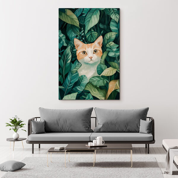 Chat dans les feuilles Chat dans les feuilles