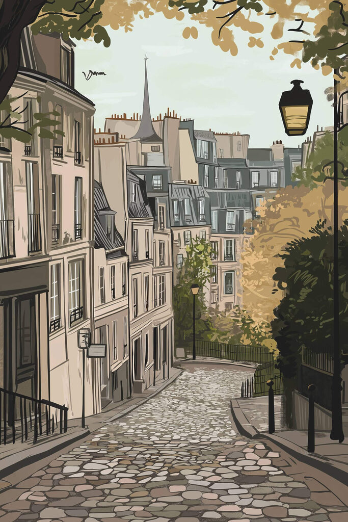 Street with buildings and a lamp post Street with buildings and a lamp post