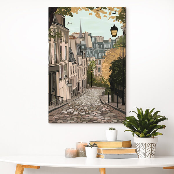 Rue avec des bâtiments et un lampadaire Rue avec des bâtiments et un lampadaire