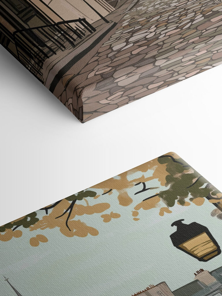 Street with buildings and a lamp post Street with buildings and a lamp post