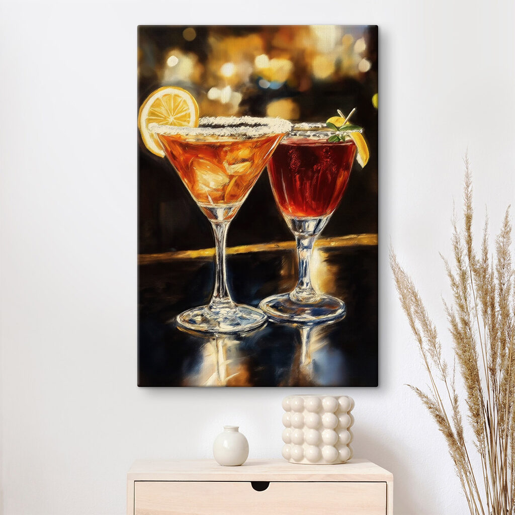 Two glasses of drinks on a table Two glasses of drinks on a table