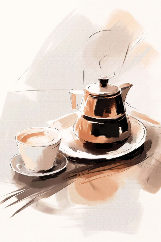 Teapot and a cup on a plate Teapot and a cup on a plate