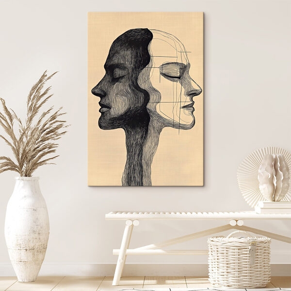 Dessin d'un visage d'homme et de femme Dessin d'un visage d'homme et de femme