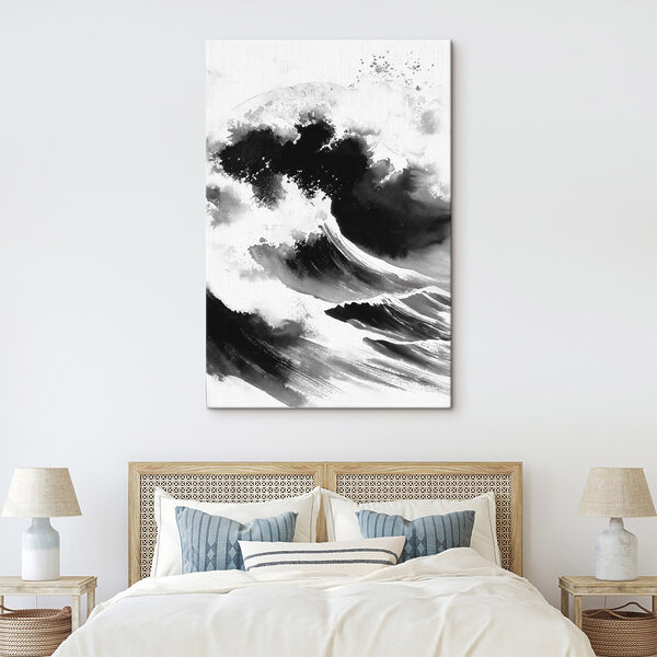 Image en noir et blanc d'une vague Image en noir et blanc d'une vague