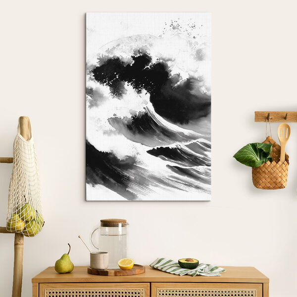 Image en noir et blanc d'une vague Image en noir et blanc d'une vague