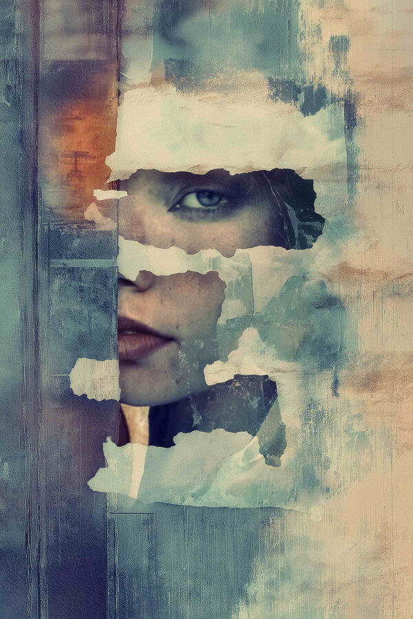 Le visage d'une femme à travers une fenêtre Le visage d'une femme à travers une fenêtre