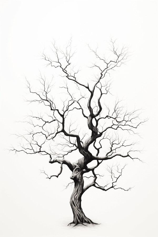 Dessin en noir et blanc d'un arbre Dessin en noir et blanc d'un arbre