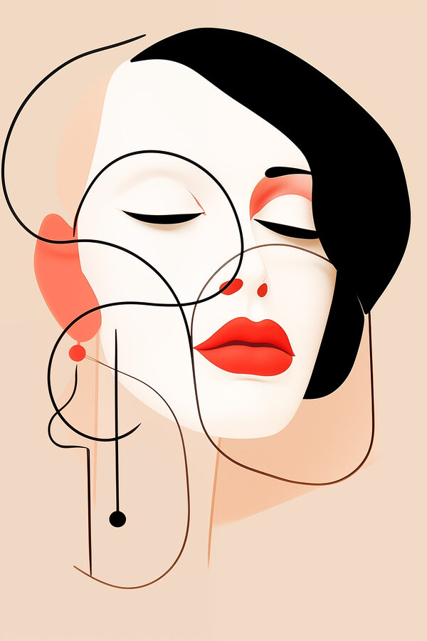 Femme aux cheveux noirs et aux lèvres rouges Femme aux cheveux noirs et aux lèvres rouges