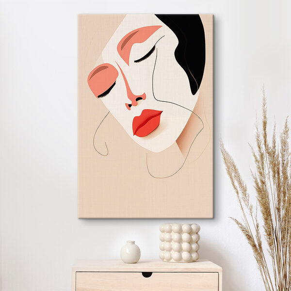 Femme avec des lèvres rouges et des taches noires sur le visage Femme avec des lèvres rouges et des taches noires sur le visage
