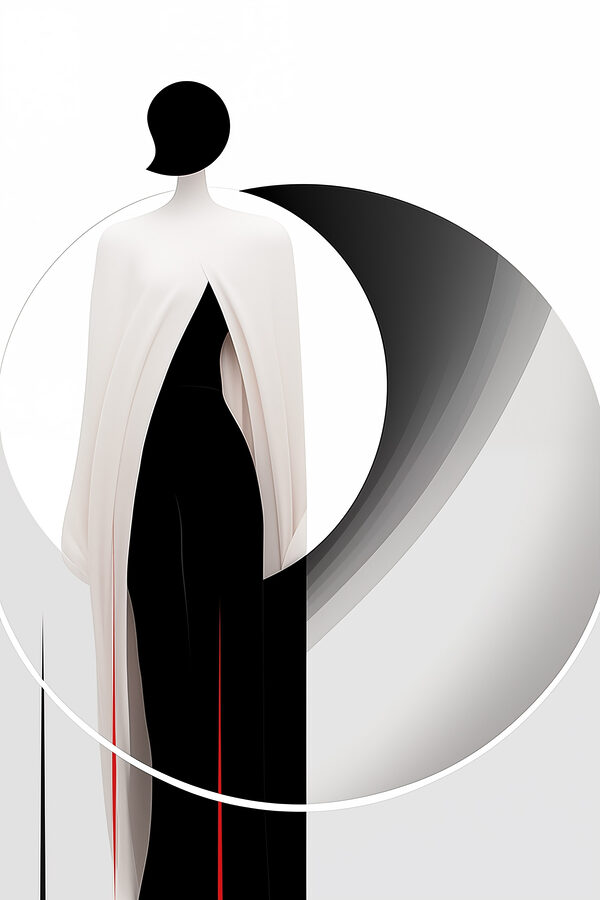 Femme portant une robe noire et blanche Femme portant une robe noire et blanche