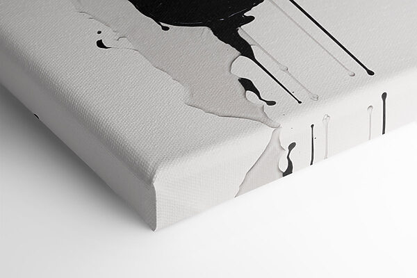 Peinture noire et blanche éclaboussée sur une surface blanche Peinture noire et blanche éclaboussée sur une surface blanche
