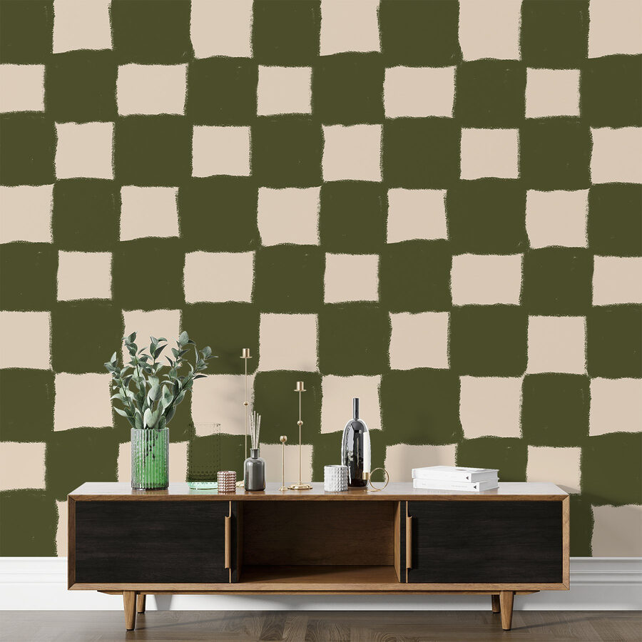 Motif à carreaux verts et blancs