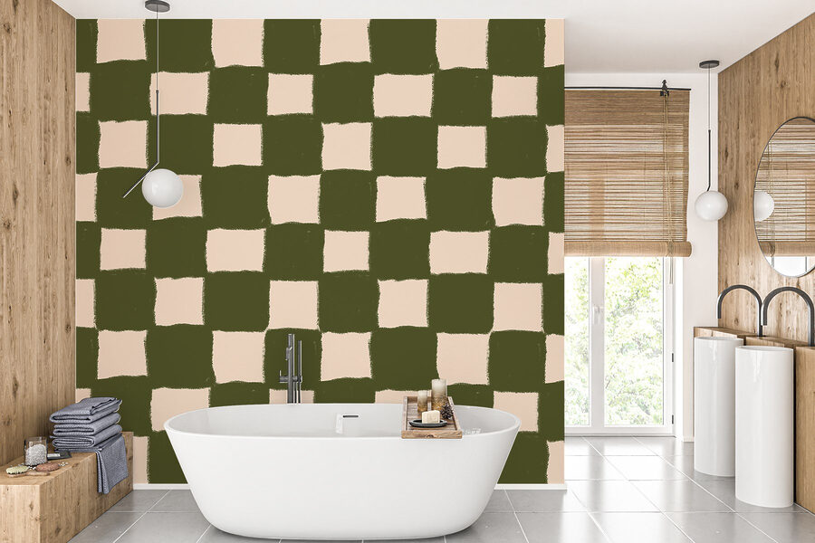 Motif à carreaux verts et blancs