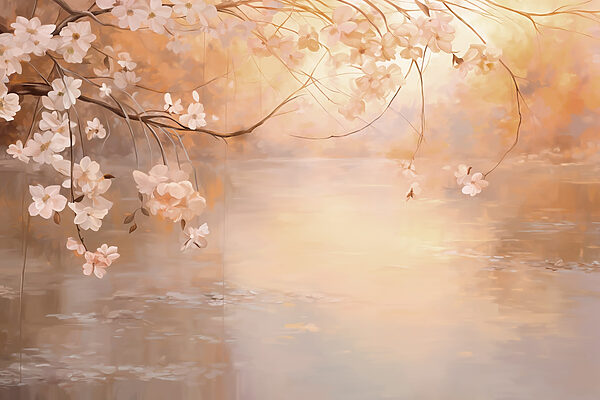 Peinture d'une branche d'arbre avec des fleurs Peinture d'une branche d'arbre avec des fleurs