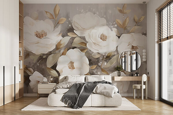Peinture de fleurs et de feuilles blanches Peinture de fleurs et de feuilles blanches