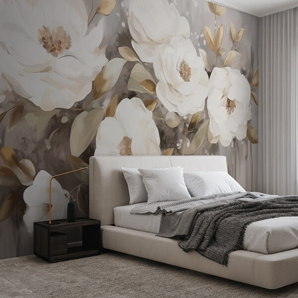 Peinture de fleurs et de feuilles blanches Peinture de fleurs et de feuilles blanches