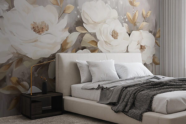 Peinture de fleurs et de feuilles blanches Peinture de fleurs et de feuilles blanches