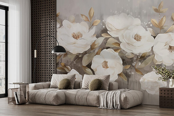 Peinture de fleurs et de feuilles blanches Peinture de fleurs et de feuilles blanches