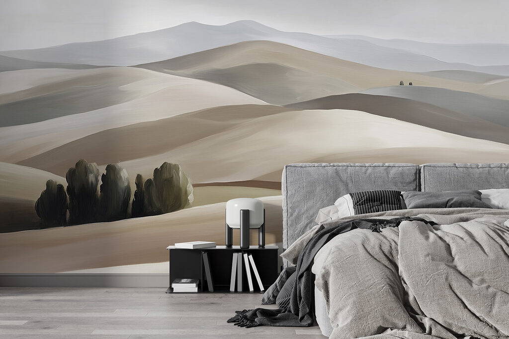 Landscape of hills and trees