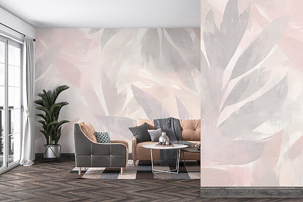 Fond blanc et rose avec des feuilles Fond blanc et rose avec des feuilles