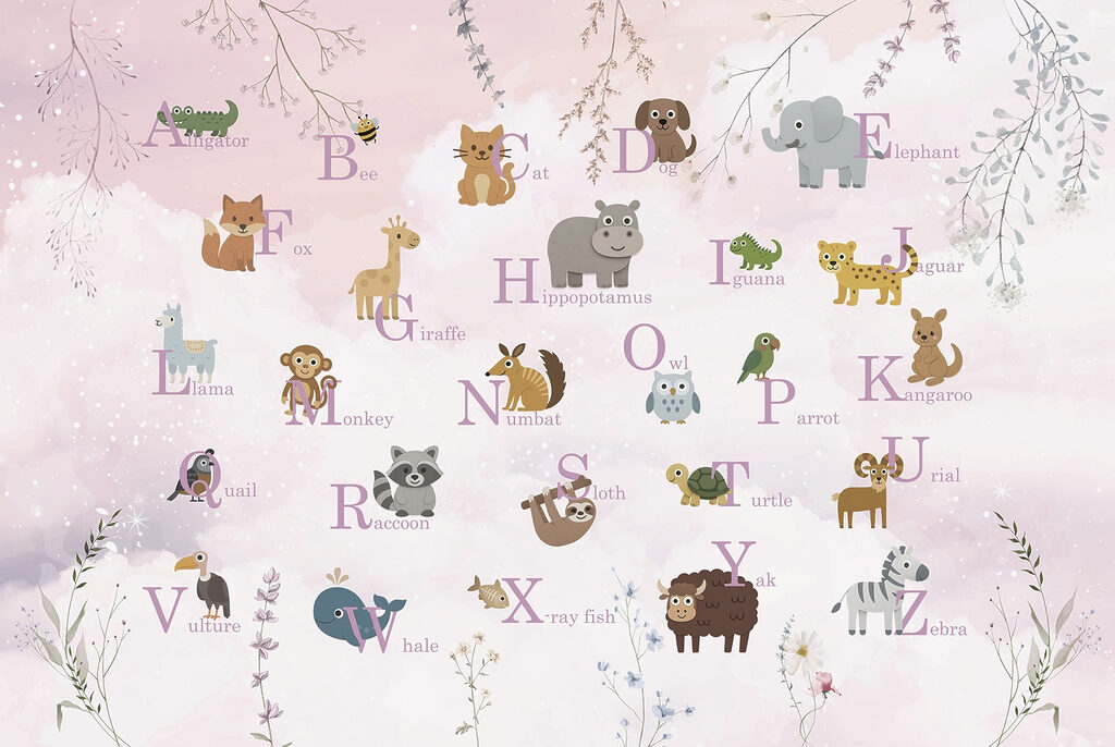 Affiche avec des animaux et des lettres Affiche avec des animaux et des lettres