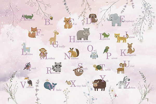 Affiche avec des animaux et des lettres Affiche avec des animaux et des lettres