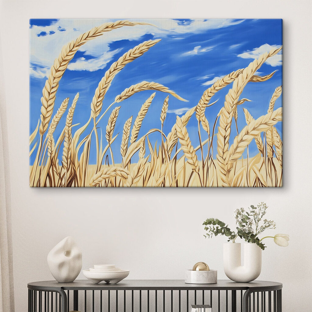 Painting of wheat in a field