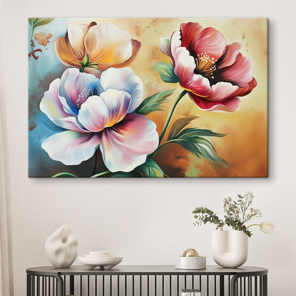 Peinture de fleurs sur fond jaune Peinture de fleurs sur fond jaune