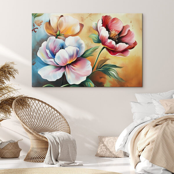 Peinture de fleurs sur fond jaune Peinture de fleurs sur fond jaune