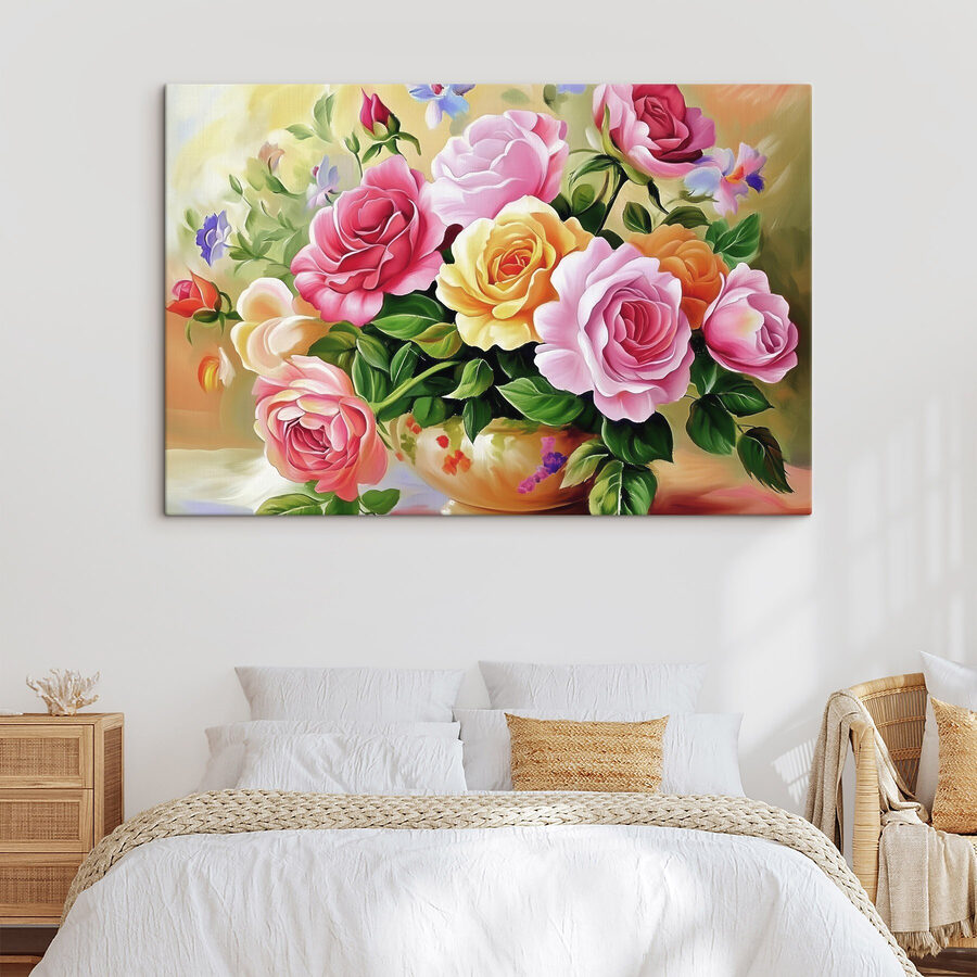 Peinture de fleurs dans un bol