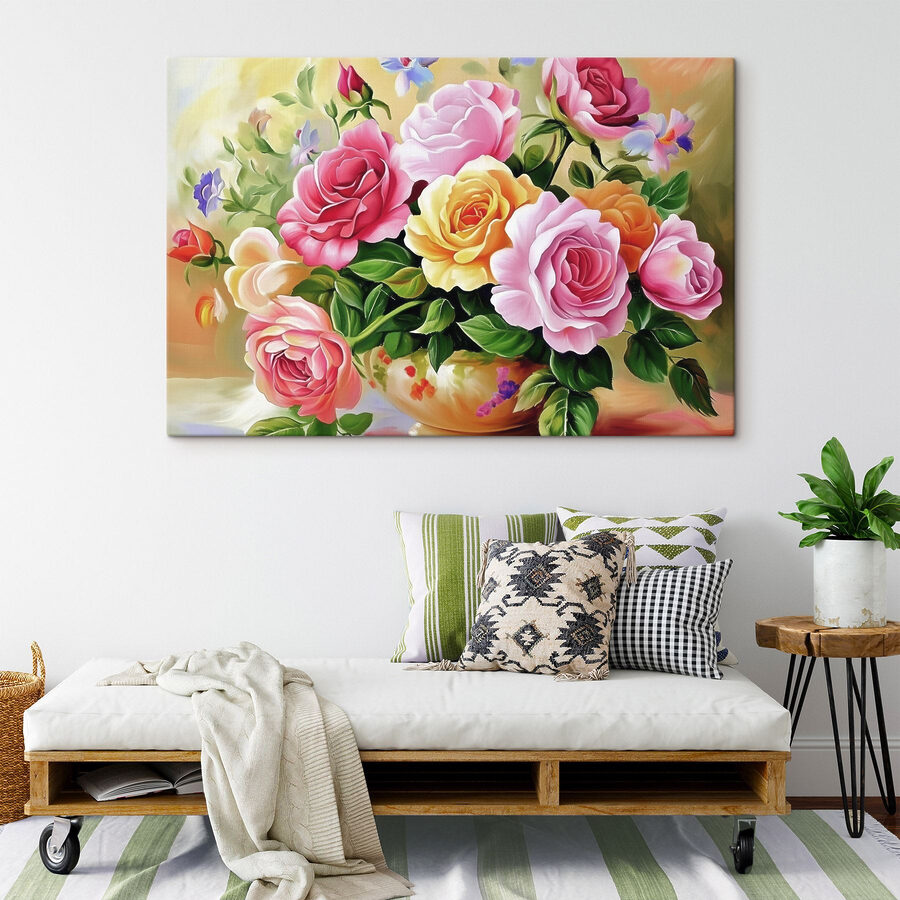 Peinture de fleurs dans un bol