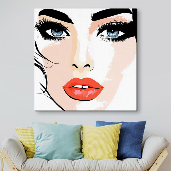 Visage de femme maquillé et lèvres rouges Visage de femme maquillé et lèvres rouges