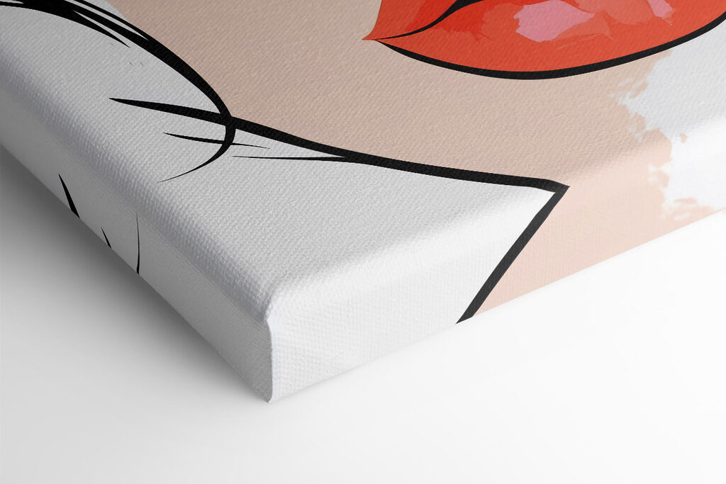 Woman's face with makeup and red lips