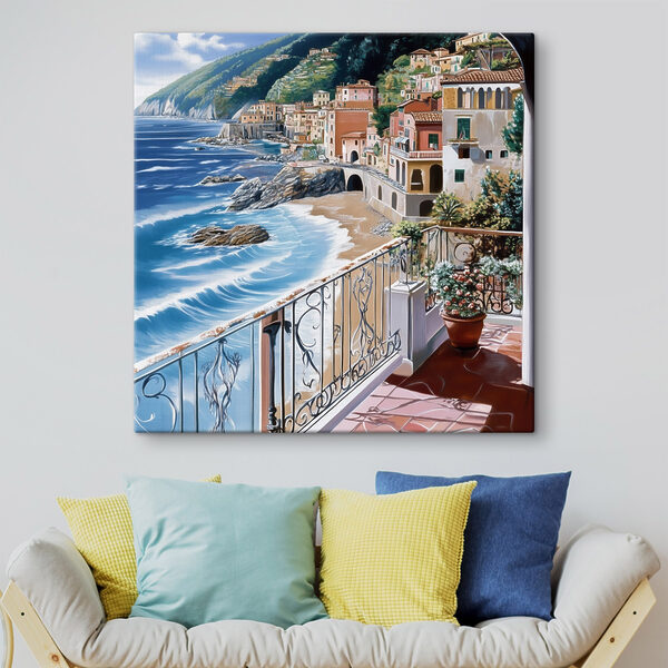 Balcon avec vue sur la plage et la ville Balcon avec vue sur la plage et la ville