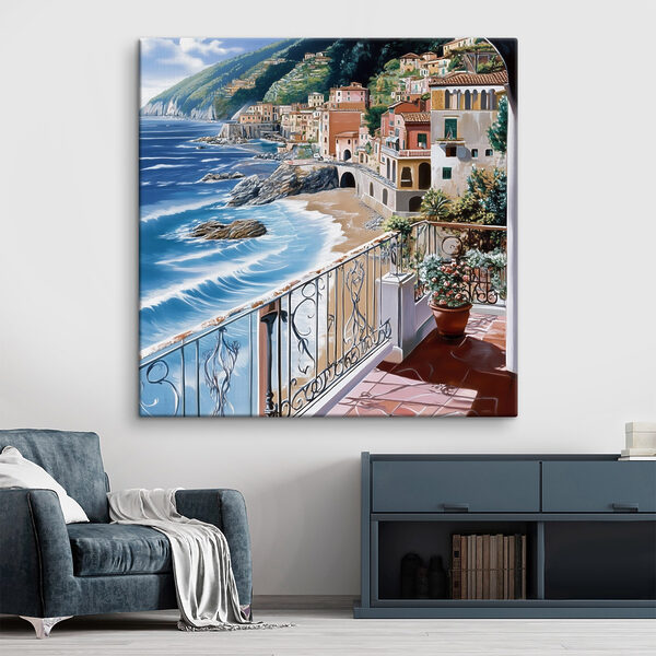 Balcon avec vue sur la plage et la ville Balcon avec vue sur la plage et la ville