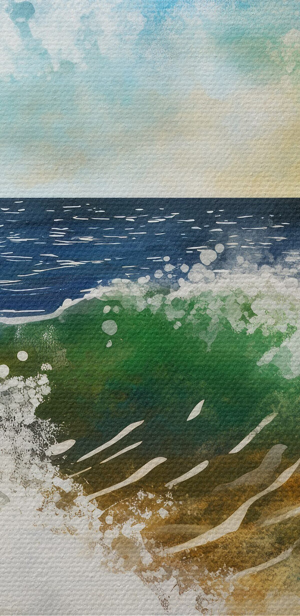 Aquarelle de vagues s'écrasant sur une plage Aquarelle de vagues s'écrasant sur une plage