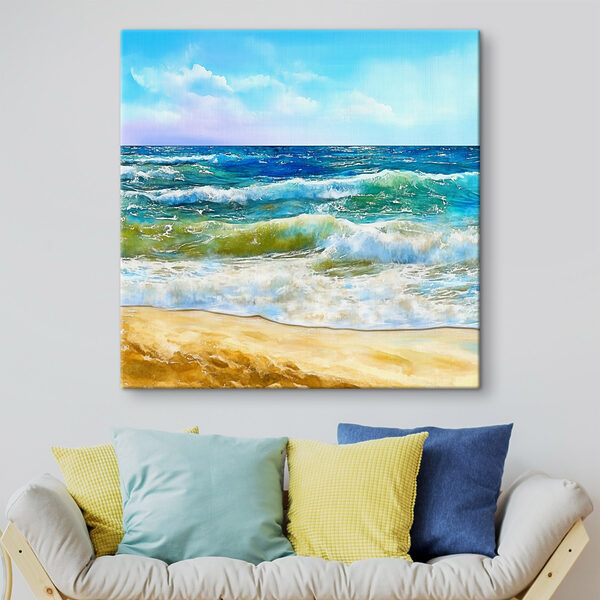 Aquarelle de vagues s'écrasant sur une plage Aquarelle de vagues s'écrasant sur une plage