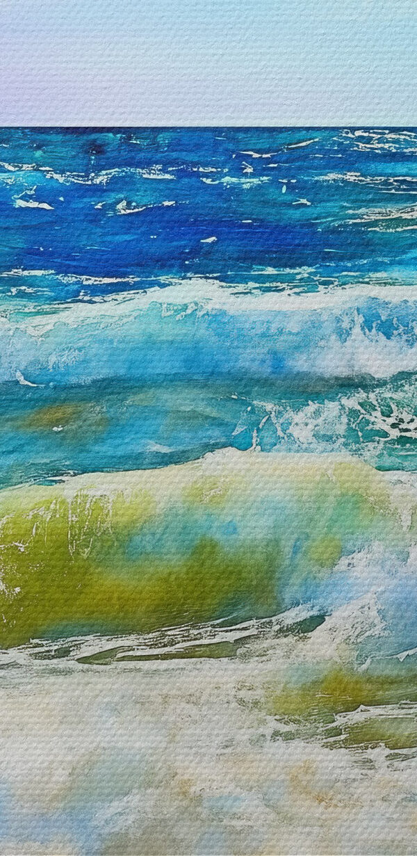 Aquarelle de vagues s'écrasant sur une plage Aquarelle de vagues s'écrasant sur une plage