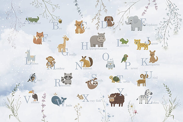 Group of animals with letters