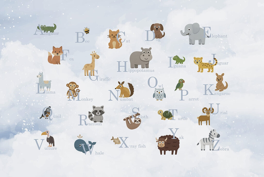 Group of animals with letters
