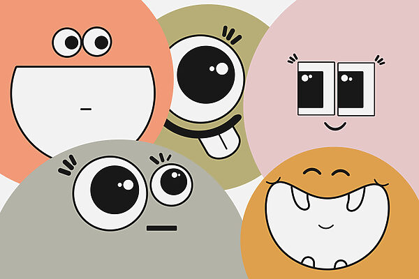 Groupe de visages de dessins animés Groupe de visages de dessins animés